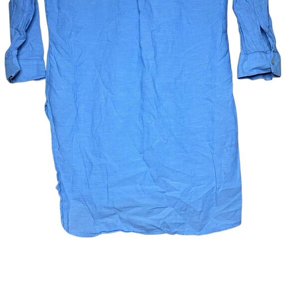 Orsay Blue 3/4 Sleeve Tunic Button Up Blouse Size 38 Collared High Low - Picture 6 of 13
